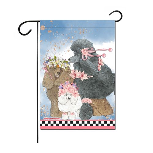 Poodle Floral Garden Flag Double Sided 12 x 17 in. 