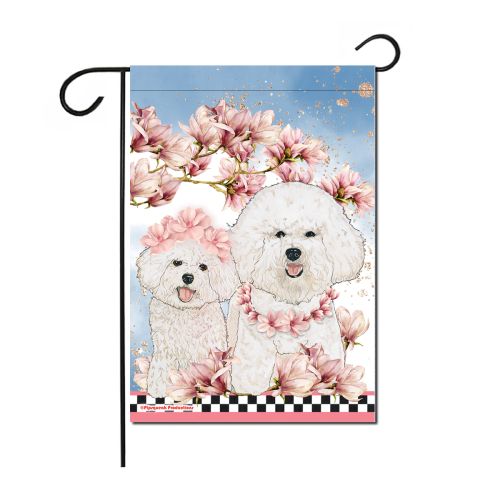 Bichon Frise Floral Garden Flag Double Sided 12 x 17 in. 