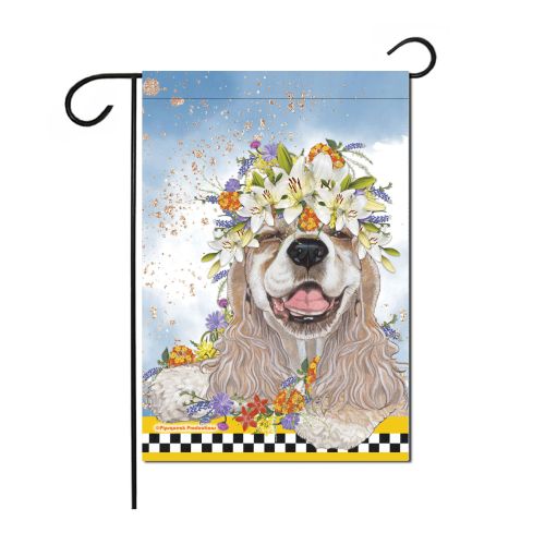 Cocker Spaniel Floral Garden Flag Double Sided 12 x 17 in. 