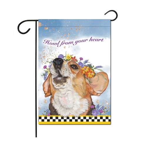 Beagle Floral Garden Flag Double Sided 12 x 17 in. 