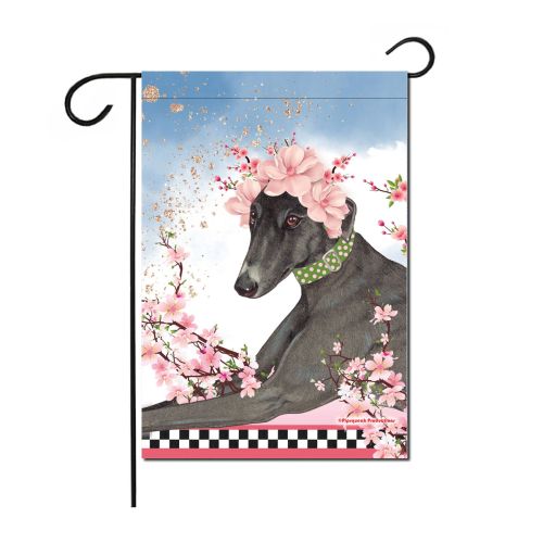 Greyhound Floral Garden Flag Double Sided 12 x 17 in. 