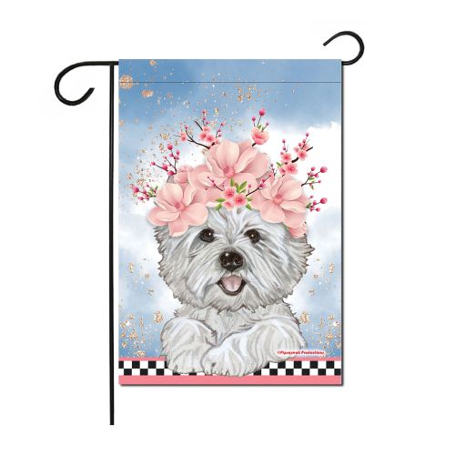 West Highland Terrier Floral Garden Flag Double Sided 12 x 17 in. 