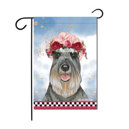 Schnauzer Floral Garden Flag Double Sided 12 x 17 in. 