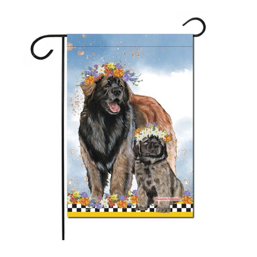 Leonberger Floral Garden Flag Double Sided 12 x 17 in. 