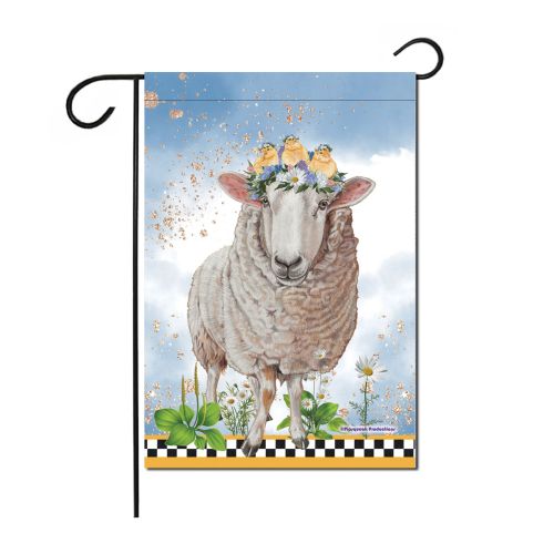Cheviot Sheep and Three Little Chicks Floral Garden Flag Double Sided 12 x 17 in. 