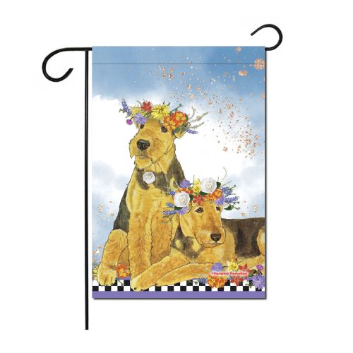 Airedale Floral Garden Flag Double Sided 12 x 17 in. 