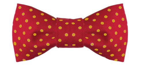 Dog Bow Tie Holiday Red with Gold Polka Dots