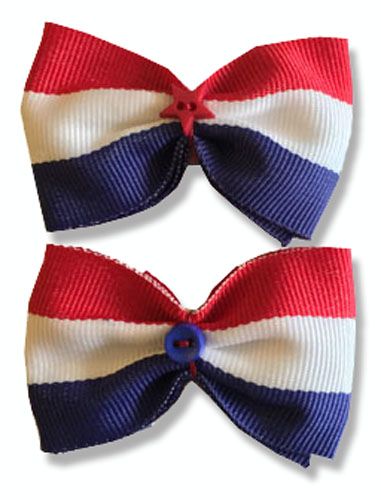 Dog Patriotic Two Red, White and Blue Hair Bows