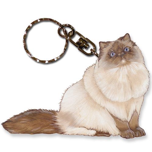Himalayan Cat Keychain Wooden