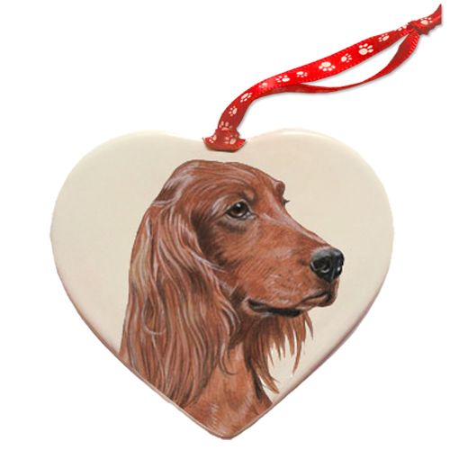 Irish Setter Porcelain Pet Gift Heart Ornament