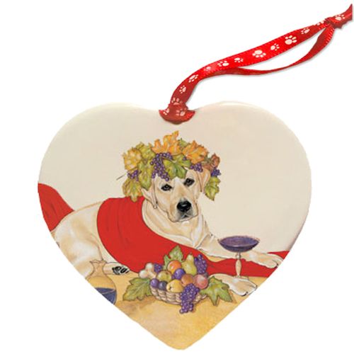 Labrador Retriever Yellow Lab Porcelain Pet Gift Heart Ornament