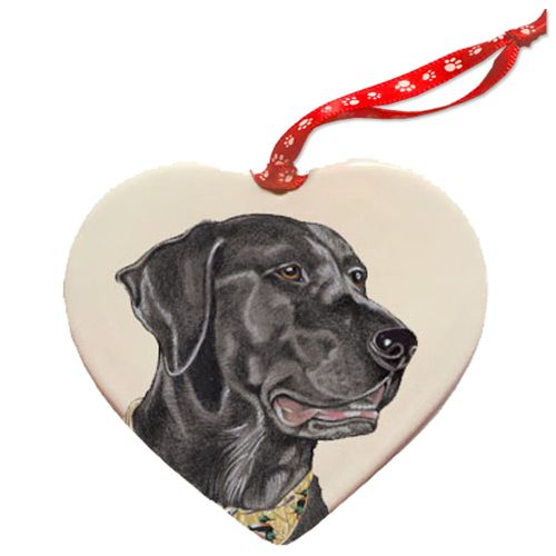 Labrador Retriever Black Lab Porcelain Pet Gift Heart Ornament