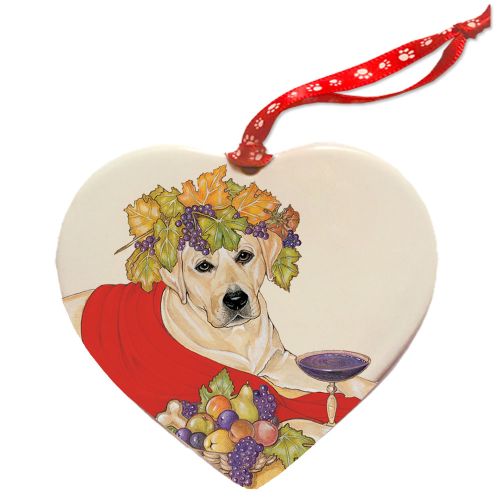 Labrador Retriever Yellow Lab Porcelain Valentine’s Day Heart Ornament Pet Gift