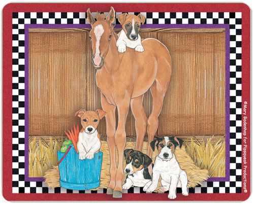 Jack Russell with Horse Small Cutting Board