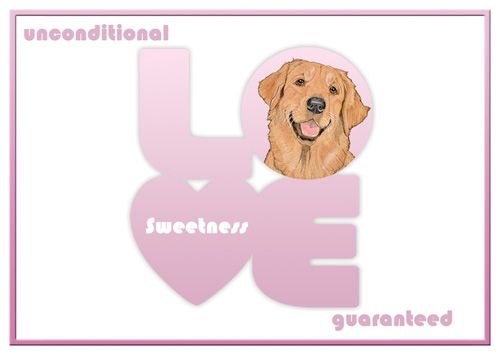 Golden Retriever Love Note Card 3.5 x 5 with envelope