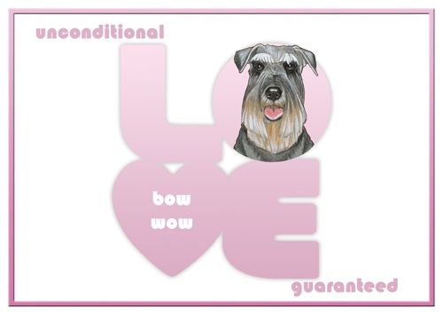 Schnauzer Love Note Card 3.5 x 5 with envelope