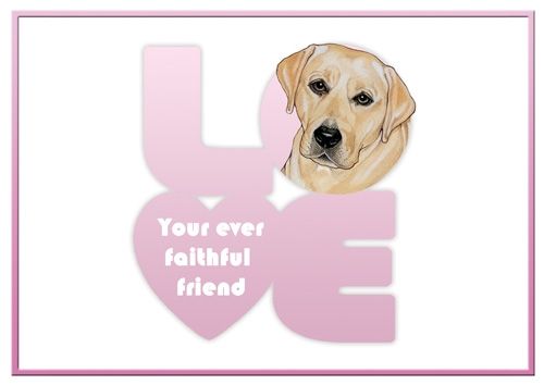 Labrador Retriever Yellow Lab Love Note Card 3.5 x 5 with envelope