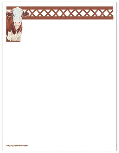 Cow Brown and White Hereford Cow Large Stationery Set