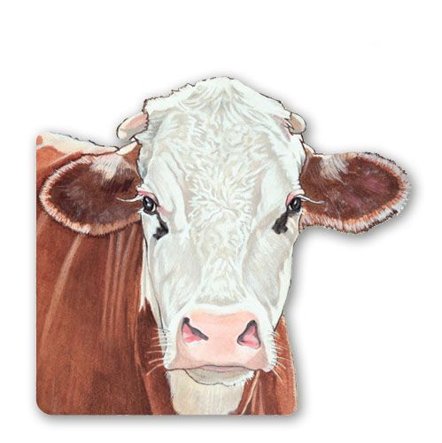 Cow Brown And White Hereford Cow Magnet Wooden