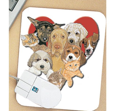 Dog with Cat Mouse Pad