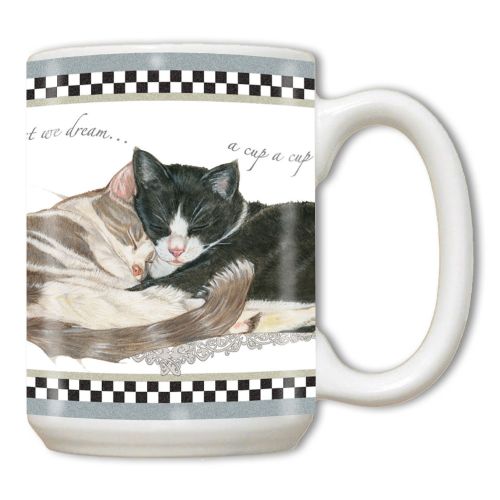 Cat Yin and Yang Ceramic Coffee Mug Tea Cup 15 oz