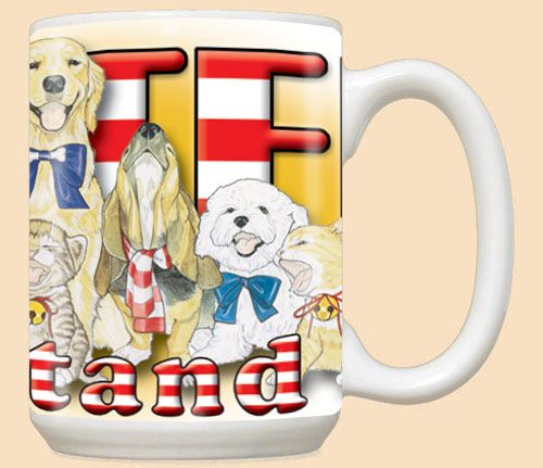 Dogs and Cats Patriotic Ceramic Coffee Mug Tea Cup 15 oz