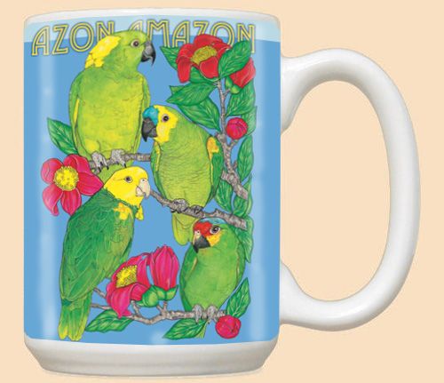 Amazon Parrot Ceramic Coffee Mug Tea Cup 15 oz 