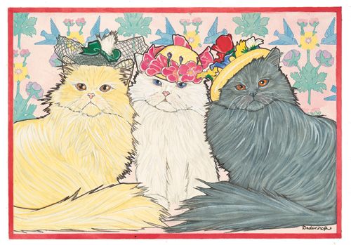 Persian Cats Birthday Card 5 x 7 with Envelope