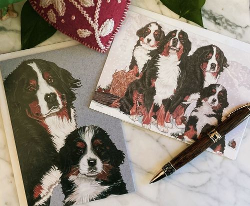 Bernese Mountain Dog Art Blank Note Cards Set of 10 cards with Envelopes