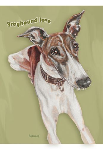 Greyhound Brindle and White Blank Note Cards Boxed Set of 10 cards & 10 envelopes