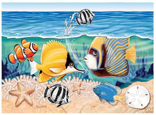 Tropical Fish Birthday Card 5 x 7 with Envelope