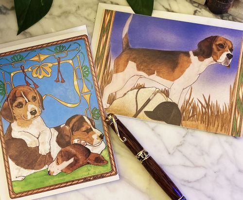 Beagle Art Blank Note Cards Set of 10 Cards with Envelopes