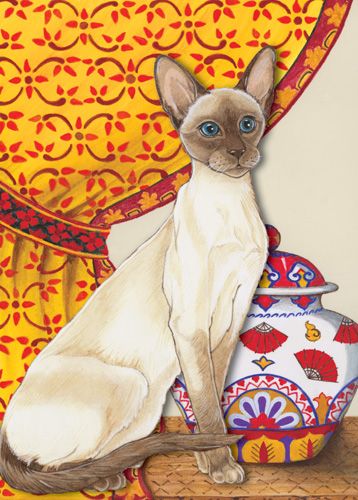 Siamese Cat Birthday Card 5 x 7 with Envelope