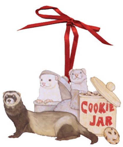 Ferret Cookie Jar Wooden Ornament