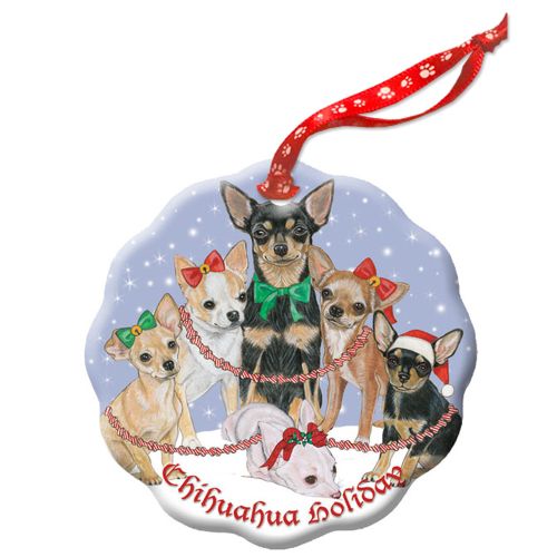 Chihuahua Porcelain Pet Gift Heart Ornament Double-sided