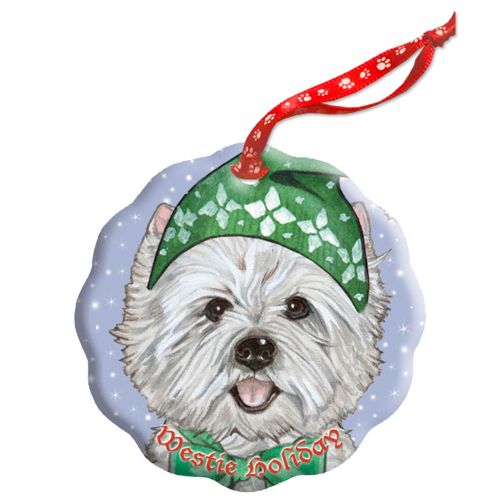 West Highland Terrier Westie Holiday Porcelain Christmas Tree Ornament