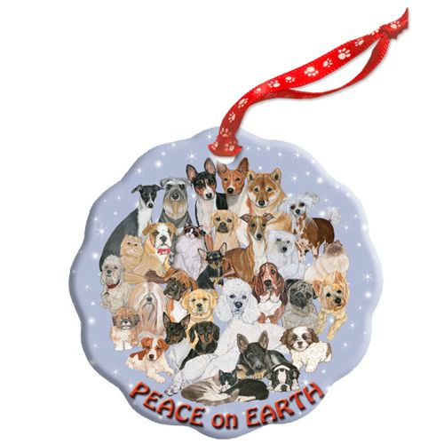 Dog Mix Holiday Porcelain Christmas Tree Ornament Double-Sided