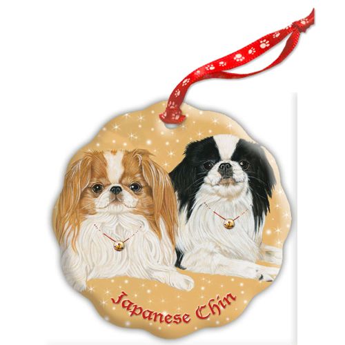Japanese Chin Holiday Porcelain Christmas Tree Ornament