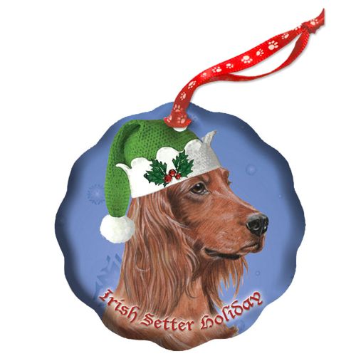 Irish Setter Holiday Porcelain Christmas Tree Ornament
