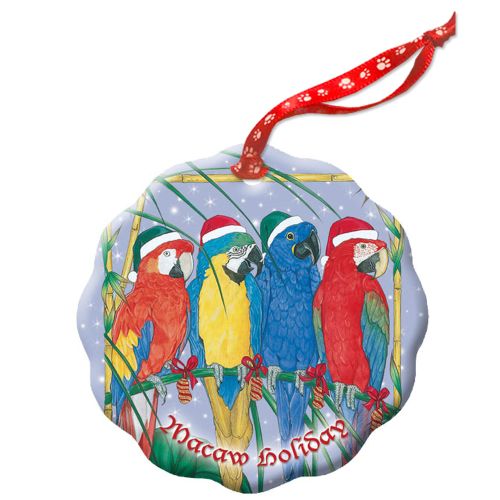 Macaw Parrot Holiday Porcelain Christmas Tree Ornament