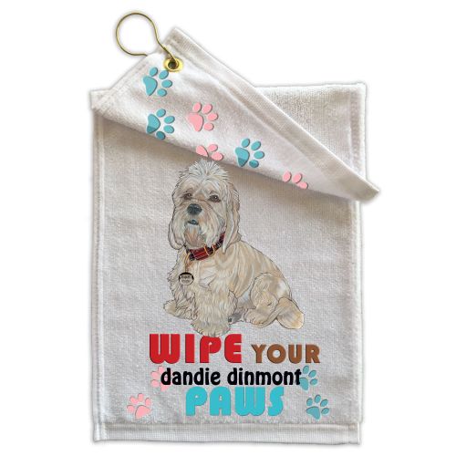 Dandie Dinmont Paw Wipe Towel 11" x 18" Grommet with Clip