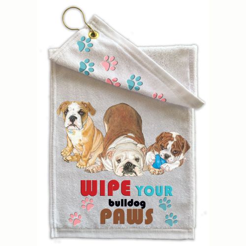Bulldog Paw Wipe Towel 11" x 18" Grommet with Clip