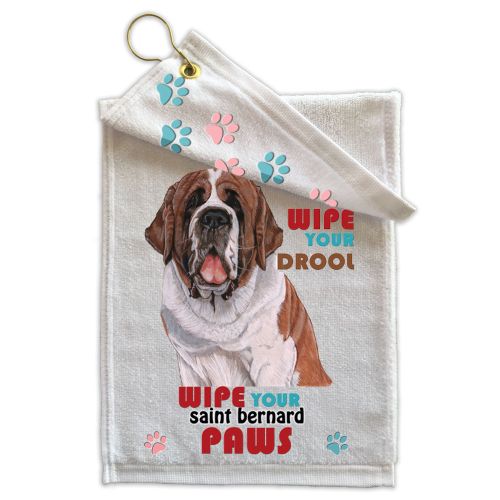 Saint Bernard Paw Wipe Drool Towel 11" x 18" Grommet with Clip