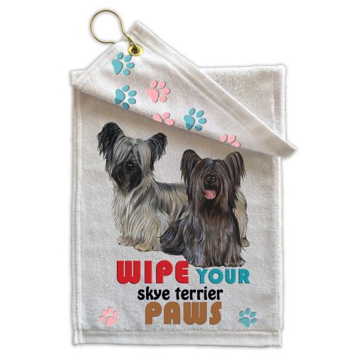 Skye Terrier Paw Wipe Towel 11" x 18" Grommet with Clip