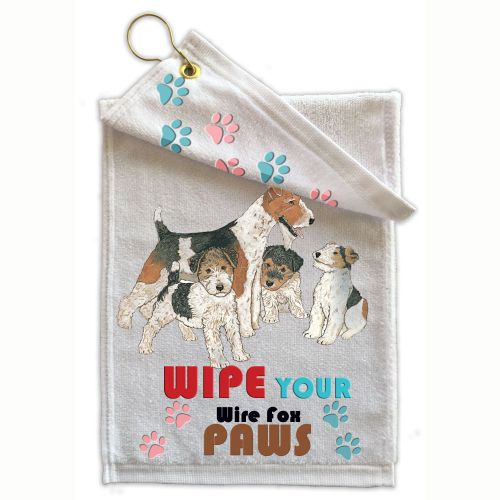 Fox Terrier Wire Paw Wipe Towel 11" x 18" Grommet with Clip