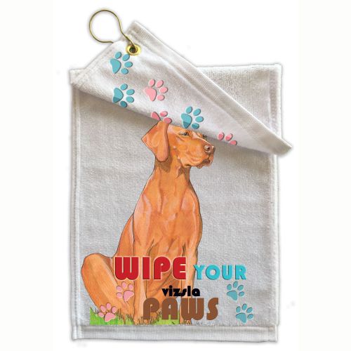 Vizsla Paw Wipe Towel 11" x 18" Grommet with Clip