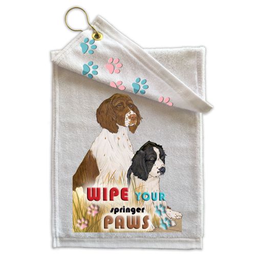 English Springer Spaniel Paw Wipe Towel 11" x 18" Grommet with Clip
