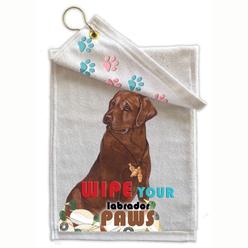 Labrador Retriever Chocolate Lab Paw Wipe Towel 11" x 18" Grommet with Clip