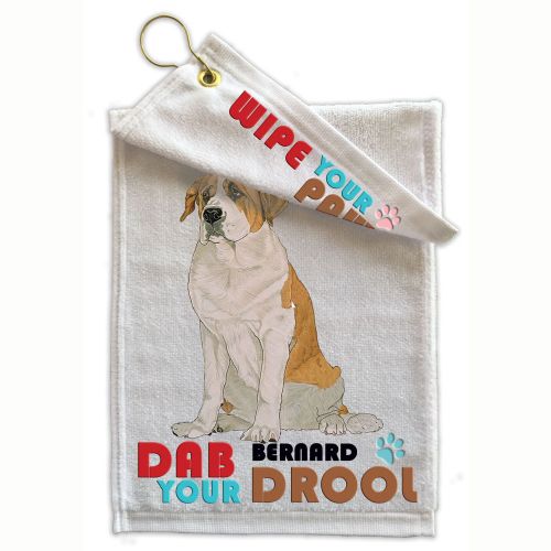 Saint Bernard Paw Wipe Towel 11" x 18" Grommet with Clip