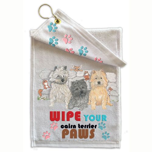 Cairn Terrier Paw Wipe Towel 11" x 18" Grommet with Clip